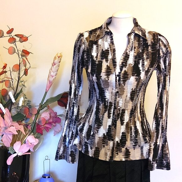 NWOT Women’s Long Sleeve Loose Shirts Pleated Blouses Tops Office Work M 8 10 - Picture 5 of 7